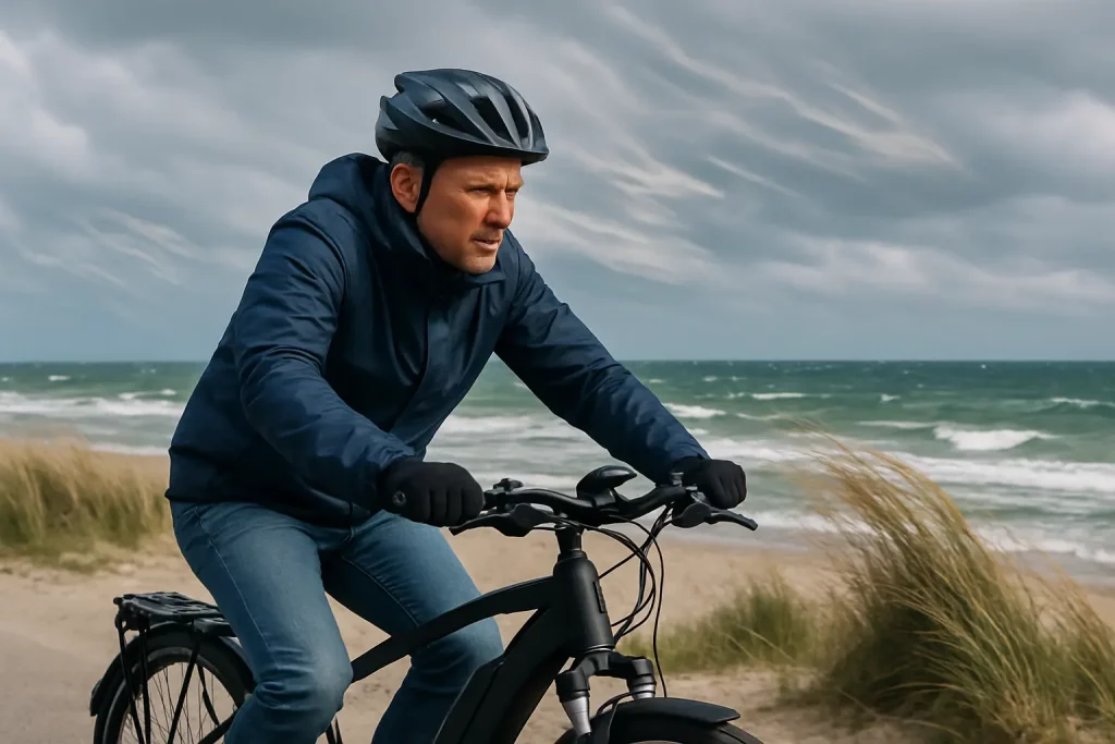 E-Bike gegen Gegenwind an der Ostsee