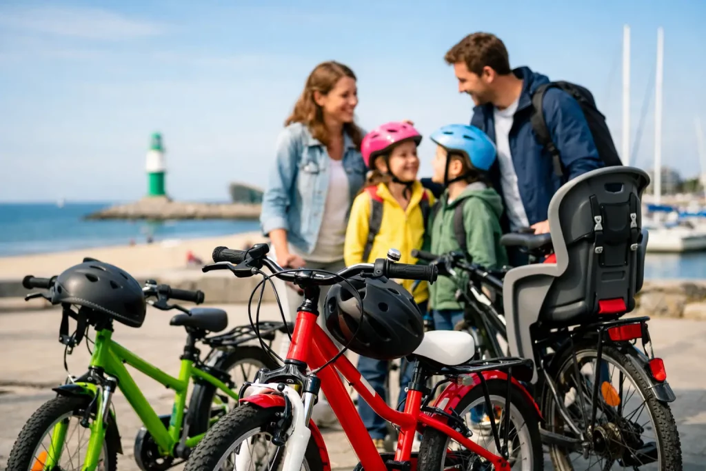 Kinderfahrrad mieten in Warnemünde als Familie