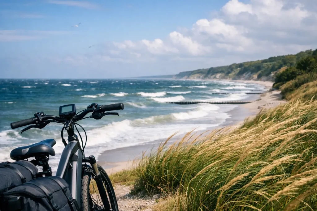 E-Bike-Reichweite an der Ostsee bei Küstenwind